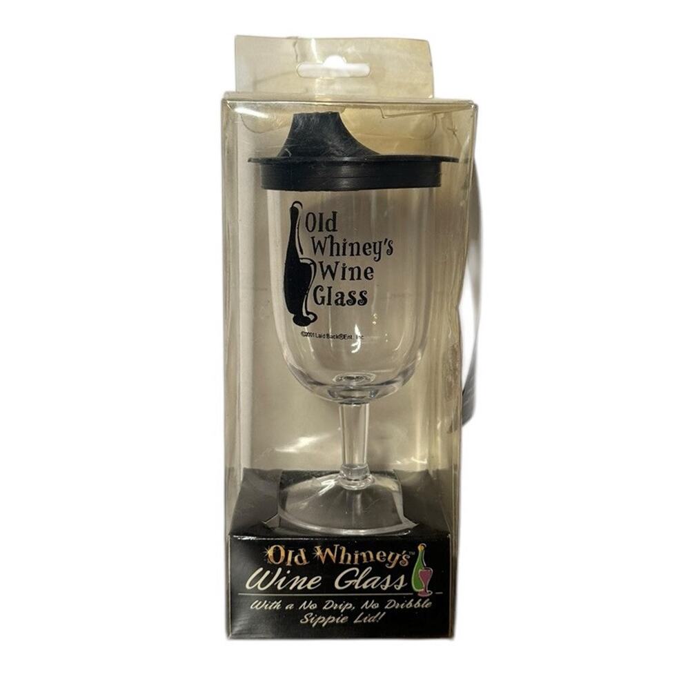 Vintage Old Whineys Wine Glass Adult Sippy Cup with Lid Old Age Gag Gift